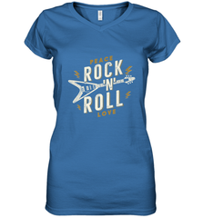 Peace Rock and Roll Love Music Guitar Retro Hippie Women's V-Neck T-Shirt Women's V-Neck T-Shirt - jonhlittlestore88