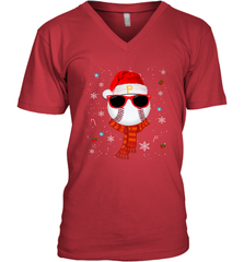Pittsburgh Pirates Logo Christmas Baseball Player Glasses Santa Hat Pajama Gift Men's V-Neck Men's V-Neck - jonhlittlestore88