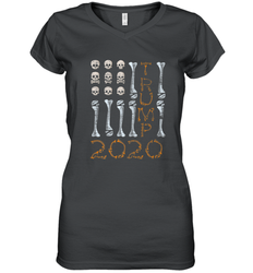 US Flag Skull Halloween Costume Bones Election Trump 2020 Women's V-Neck T-Shirt