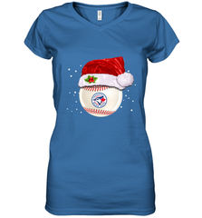 Toronto Blue Jays Logo Baseball Ball Christmas Santa Hat Xmas Sport Funny Snow Women's V-Neck T-Shirt Women's V-Neck T-Shirt - jonhlittlestore88