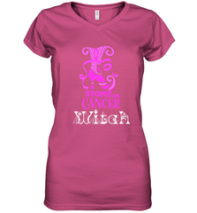 Stomp On Cancer Witch High Heel Breast Cancer Halloween Women's V-Neck T-Shirt Women's V-Neck T-Shirt - jonhlittlestore88