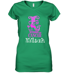 Stomp On Cancer Witch High Heel Breast Cancer Halloween Women's V-Neck T-Shirt Women's V-Neck T-Shirt - jonhlittlestore88