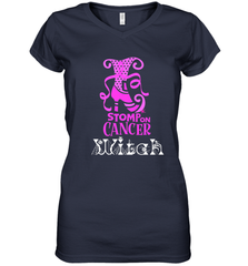 Stomp On Cancer Witch High Heel Breast Cancer Halloween Women's V-Neck T-Shirt Women's V-Neck T-Shirt - jonhlittlestore88