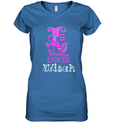 Stomp On Cancer Witch High Heel Breast Cancer Halloween Women's V-Neck T-Shirt Women's V-Neck T-Shirt - jonhlittlestore88