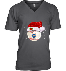 New York Mets Logo Baseball Ball Christmas Santa Hat Xmas Sport Funny Snow Men's V-Neck Men's V-Neck - jonhlittlestore88
