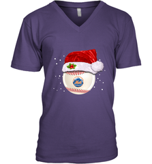 New York Mets Logo Baseball Ball Christmas Santa Hat Xmas Sport Funny Snow Men's V-Neck Men's V-Neck - jonhlittlestore88
