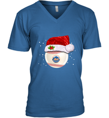 New York Mets Logo Baseball Ball Christmas Santa Hat Xmas Sport Funny Snow Men's V-Neck Men's V-Neck - jonhlittlestore88