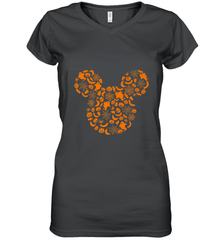 Disney Mickey Mouse Halloween Silhouette Women's V-Neck T-Shirt Women's V-Neck T-Shirt - jonhlittlestore88