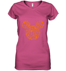 Disney Mickey Mouse Halloween Silhouette Women's V-Neck T-Shirt Women's V-Neck T-Shirt - jonhlittlestore88