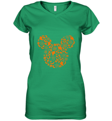 Disney Mickey Mouse Halloween Silhouette Women's V-Neck T-Shirt Women's V-Neck T-Shirt - jonhlittlestore88