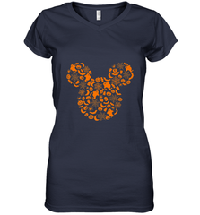 Disney Mickey Mouse Halloween Silhouette Women's V-Neck T-Shirt Women's V-Neck T-Shirt - jonhlittlestore88