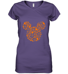 Disney Mickey Mouse Halloween Silhouette Women's V-Neck T-Shirt Women's V-Neck T-Shirt - jonhlittlestore88