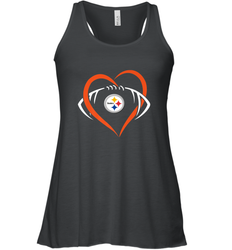 NFL Pittsburgh Steelers Heart Love Football Women's Racerback Tank