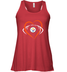 NFL Pittsburgh Steelers Heart Love Football Women's Racerback Tank