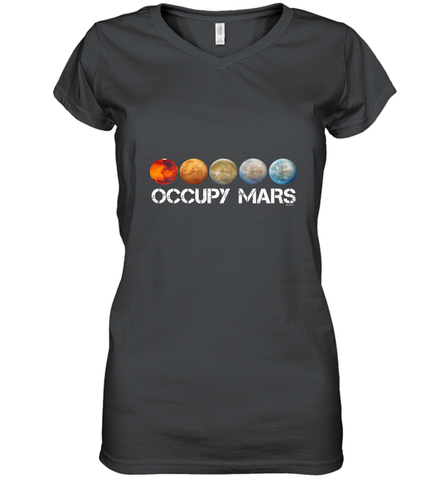 Occupy Mars Terraform Women's V-Neck T-Shirt Women's V-Neck T-Shirt / Black / S Women's V-Neck T-Shirt - jonhlittlestore88
