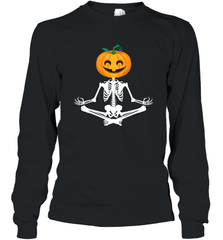 Halloween Yoga Zen Meditation Pumpkin skeleton Gift idea Long Sleeve T-Shirt Long Sleeve T-Shirt - jonhlittlestore88