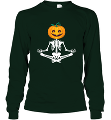 Halloween Yoga Zen Meditation Pumpkin skeleton Gift idea Long Sleeve T-Shirt Long Sleeve T-Shirt - jonhlittlestore88