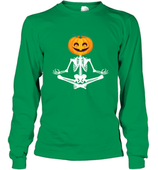 Halloween Yoga Zen Meditation Pumpkin skeleton Gift idea Long Sleeve T-Shirt Long Sleeve T-Shirt - jonhlittlestore88