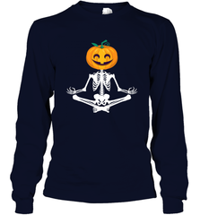 Halloween Yoga Zen Meditation Pumpkin skeleton Gift idea Long Sleeve T-Shirt Long Sleeve T-Shirt - jonhlittlestore88