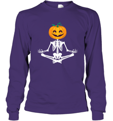 Halloween Yoga Zen Meditation Pumpkin skeleton Gift idea Long Sleeve T-Shirt Long Sleeve T-Shirt - jonhlittlestore88