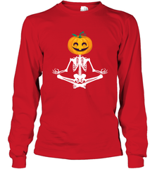 Halloween Yoga Zen Meditation Pumpkin skeleton Gift idea Long Sleeve T-Shirt Long Sleeve T-Shirt - jonhlittlestore88