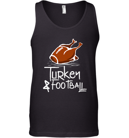 Turkey And Football Thanksgiving Day Football Fan Holiday Gift Men's Tank Top Men's Tank Top / Black / XS Men's Tank Top - jonhlittlestore88