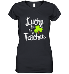 Teacher St. Patrick's Day Shirt, Lucky To Be A Teacher Women's V-Neck T-Shirt Women's V-Neck T-Shirt - jonhlittlestore88