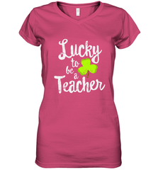 Teacher St. Patrick's Day Shirt, Lucky To Be A Teacher Women's V-Neck T-Shirt Women's V-Neck T-Shirt - jonhlittlestore88