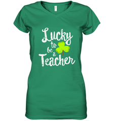 Teacher St. Patrick's Day Shirt, Lucky To Be A Teacher Women's V-Neck T-Shirt Women's V-Neck T-Shirt - jonhlittlestore88