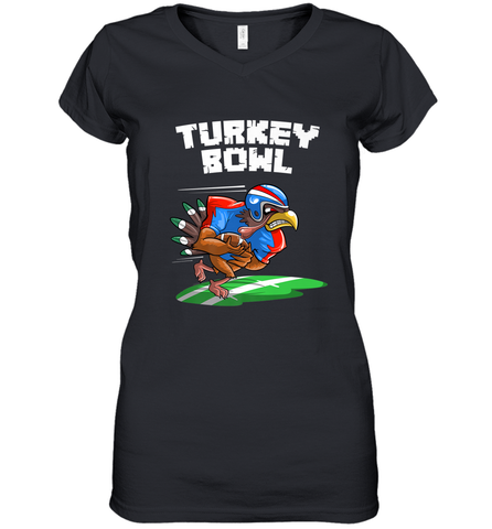 Cool Turkey Bowl _ Funny Thanksgiving Football Player Gift Women's V-Neck T-Shirt Women's V-Neck T-Shirt / Black / S Women's V-Neck T-Shirt - jonhlittlestore88