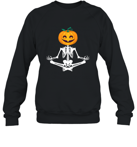 Halloween Yoga Zen Meditation Pumpkin skeleton Gift idea Crewneck Sweatshirt Crewneck Sweatshirt / Black / S Crewneck Sweatshirt - jonhlittlestore88