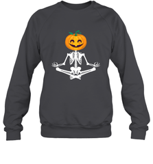 Halloween Yoga Zen Meditation Pumpkin skeleton Gift idea Crewneck Sweatshirt Crewneck Sweatshirt - jonhlittlestore88