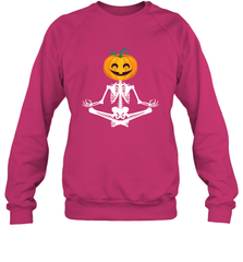 Halloween Yoga Zen Meditation Pumpkin skeleton Gift idea Crewneck Sweatshirt Crewneck Sweatshirt - jonhlittlestore88