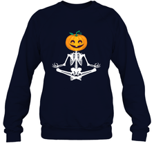 Halloween Yoga Zen Meditation Pumpkin skeleton Gift idea Crewneck Sweatshirt Crewneck Sweatshirt - jonhlittlestore88