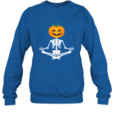 Halloween Yoga Zen Meditation Pumpkin skeleton Gift idea Crewneck Sweatshirt Crewneck Sweatshirt - jonhlittlestore88