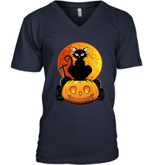 Happy Halloween Spooky Pumpkins Black Cat For Women Men's V-Neck Men's V-Neck - jonhlittlestore88