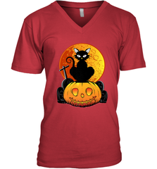 Happy Halloween Spooky Pumpkins Black Cat For Women Men's V-Neck Men's V-Neck - jonhlittlestore88