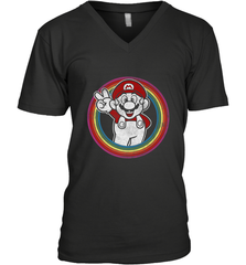 Super Mario Rainbow Circle Distressed Logo Men's V-Neck Men's V-Neck - jonhlittlestore88