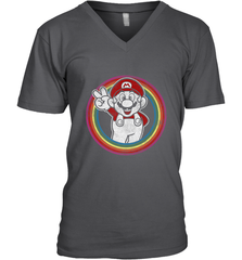 Super Mario Rainbow Circle Distressed Logo Men's V-Neck Men's V-Neck - jonhlittlestore88