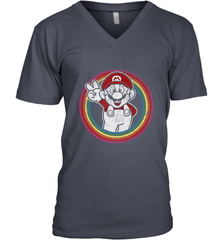 Super Mario Rainbow Circle Distressed Logo Men's V-Neck Men's V-Neck - jonhlittlestore88