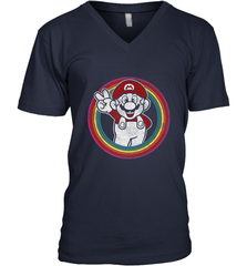 Super Mario Rainbow Circle Distressed Logo Men's V-Neck Men's V-Neck - jonhlittlestore88