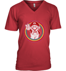 Super Mario Rainbow Circle Distressed Logo Men's V-Neck Men's V-Neck - jonhlittlestore88