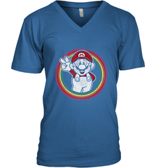 Super Mario Rainbow Circle Distressed Logo Men's V-Neck Men's V-Neck - jonhlittlestore88