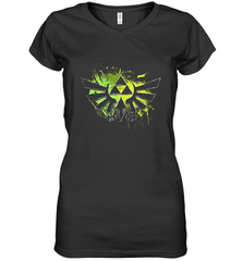 Legend Of Zelda Triforce Logo Paint Splatter Women's V-Neck T-Shirt Women's V-Neck T-Shirt - jonhlittlestore88