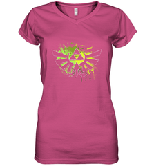 Legend Of Zelda Triforce Logo Paint Splatter Women's V-Neck T-Shirt Women's V-Neck T-Shirt - jonhlittlestore88