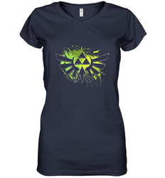 Legend Of Zelda Triforce Logo Paint Splatter Women's V-Neck T-Shirt