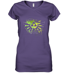 Legend Of Zelda Triforce Logo Paint Splatter Women's V-Neck T-Shirt Women's V-Neck T-Shirt - jonhlittlestore88