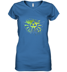 Legend Of Zelda Triforce Logo Paint Splatter Women's V-Neck T-Shirt Women's V-Neck T-Shirt - jonhlittlestore88