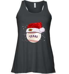 Texas Rangers Logo Baseball Ball Christmas Santa Hat Xmas Sport Funny Snow Women's Racerback Tank