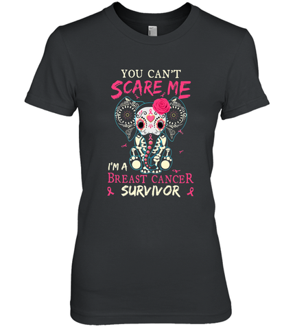 You can't Scare Me I'm Breast Cancer Survivor Elephant Funny Women's Premium T-Shirt Women's Premium T-Shirt / Black / XS Women's Premium T-Shirt - jonhlittlestore88